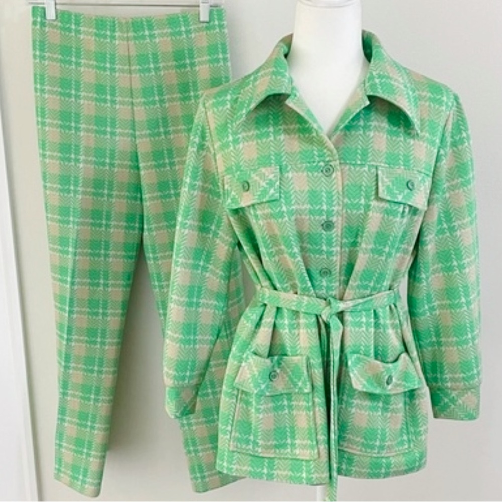 Vintage Marty Gutmacher Green Plaid 2-Piece Set